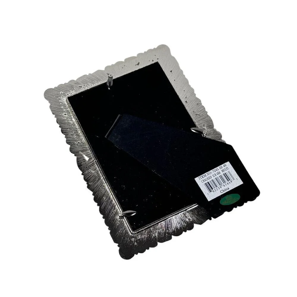 Ashleigh Manor Jeweled Photo Frame Metal Pewter Gemstone 4”x6”  Silver Gray